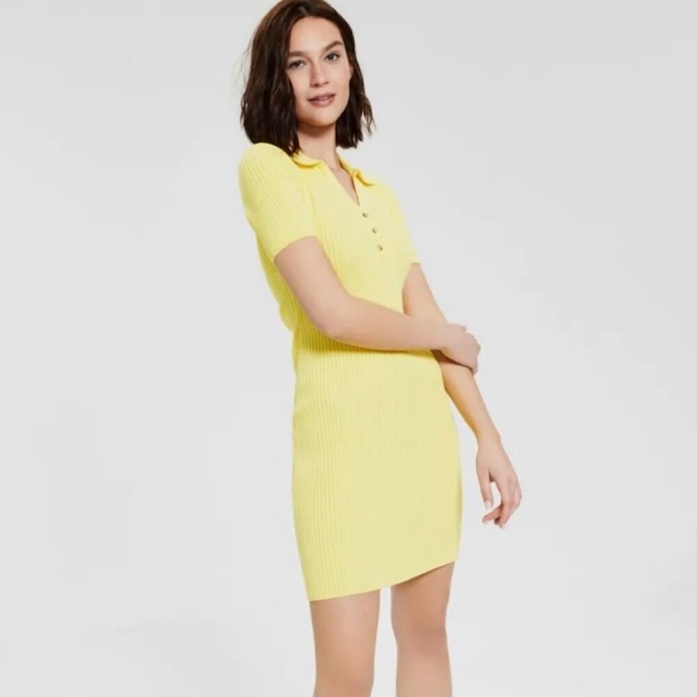 NWT LEYDEN Ribbed Polo 1/4 Button Short Sleeve Dress in Sunshine Sz.‎ XL